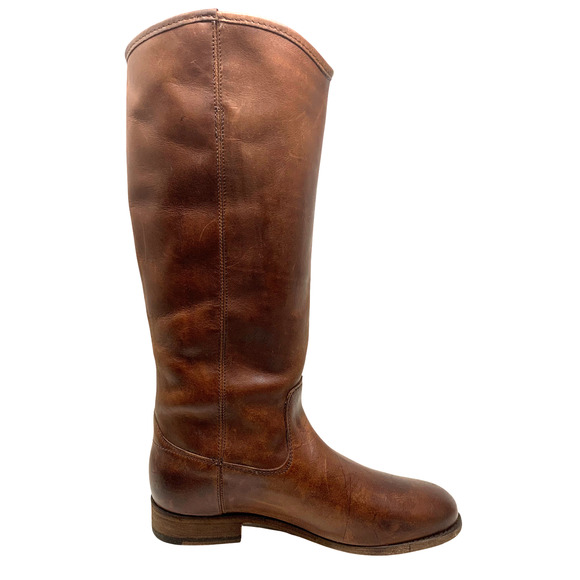 NEW Frye Melissa Button Tall Equestrian Riding Boots Sz 6 Cognac Oiled Leather - Picture 5 of 13